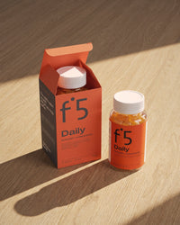 The f°5 Daily box opened, jar inside